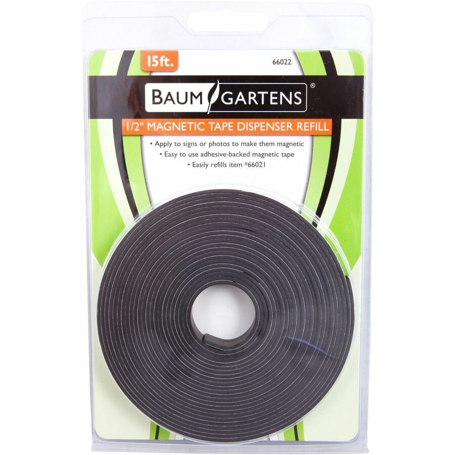 Zeus Magnetic Tape - 15 ft Length x 0.50" Width - Black - Adhesive Backing - Dispenser Included - Cutter Edge Dispenser 