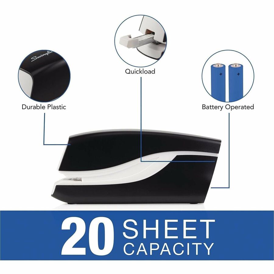 Swingline Breeze Automatic Stapler - Staples Upto 20 Sheet of 20lb Paper - Holds Upto 105 Staple - Half Strip - Staple S
