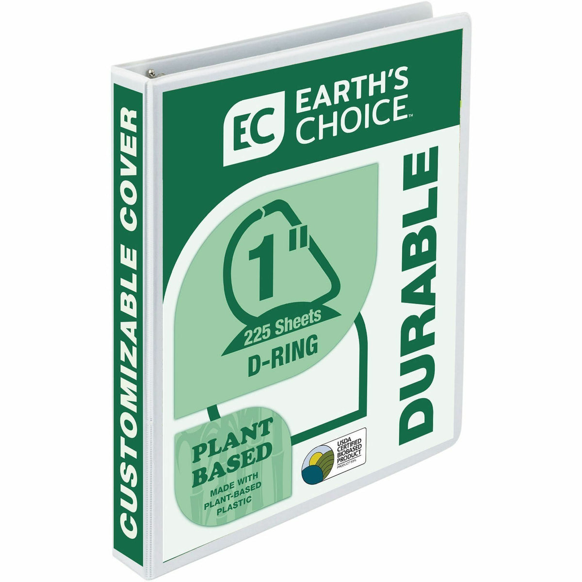 Samsill Earth's Choice Plant-based Durable View Binder - 1" Binder Capacity - Letter - 8 1/2" x 11" Sheet Size - 225 She