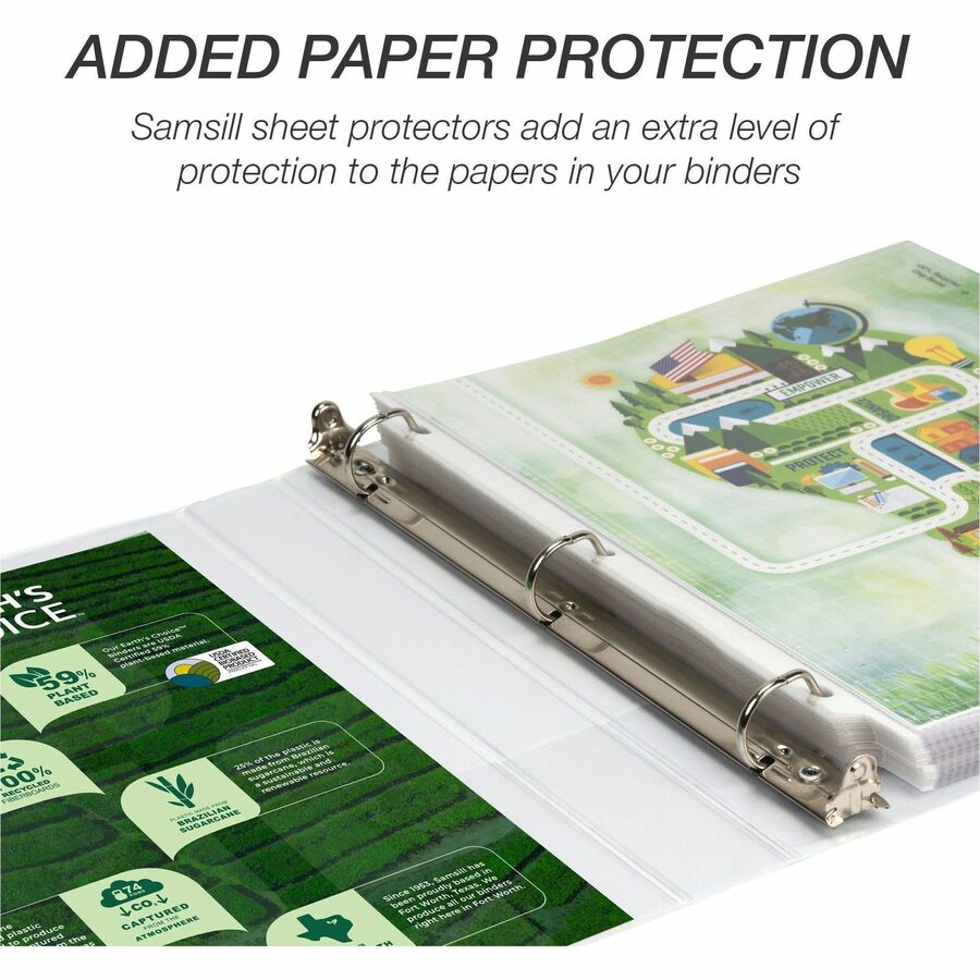 Samsill Earth's Choice Plant-based Durable View Binder - 1" Binder Capacity - Letter - 8 1/2" x 11" Sheet Size - 225 She