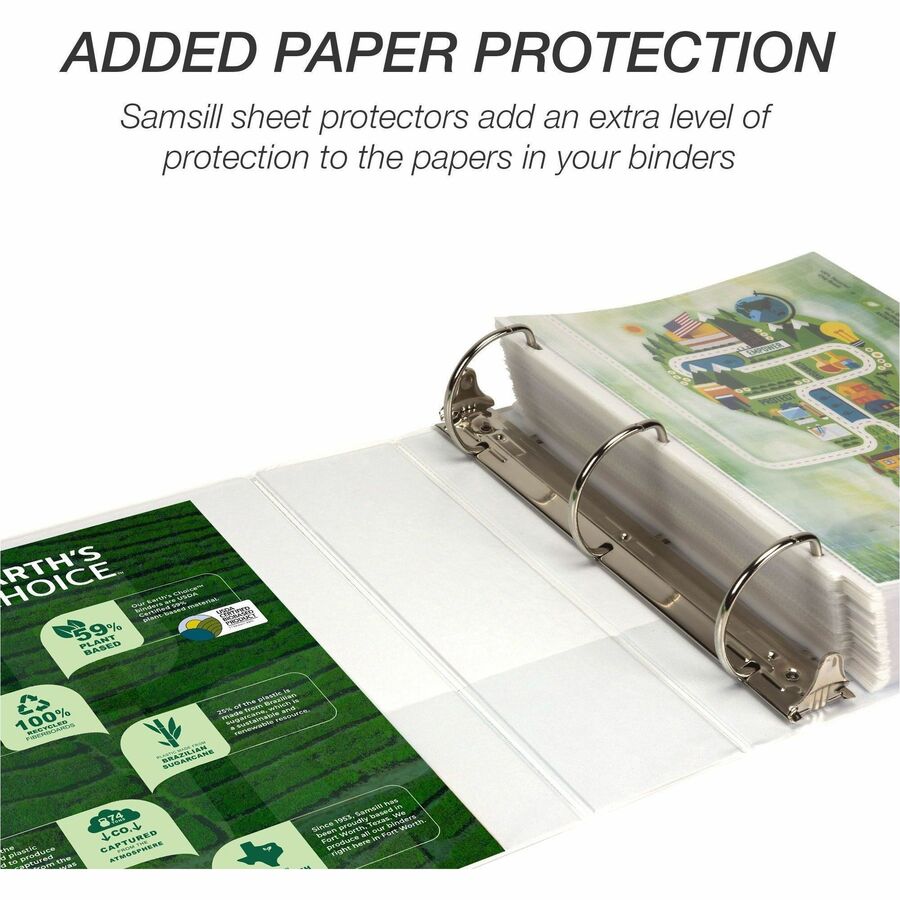 Samsill Earth's Choice Plant-based Durable View Binder - 3" Binder Capacity - Letter - 8 1/2" x 11" Sheet Size - 625 She
