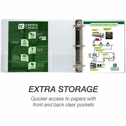 Samsill Earth's Choice Plant-based Durable View Binder - 3" Binder Capacity - Letter - 8 1/2" x 11" Sheet Size - 625 She