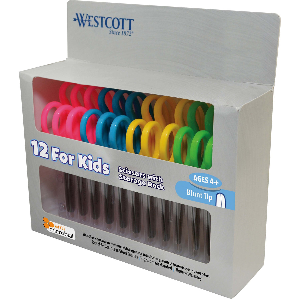Westcott 5" Antimicrobial Kids Blunt Scissors - 5" Overall Length - Straight-left/right - Stainless Steel - Blunted Tip 
