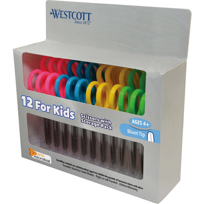 Westcott 5" Antimicrobial Kids Blunt Scissors - 5" Overall Length - Straight-left/right - Stainless Steel - Blunted Tip 