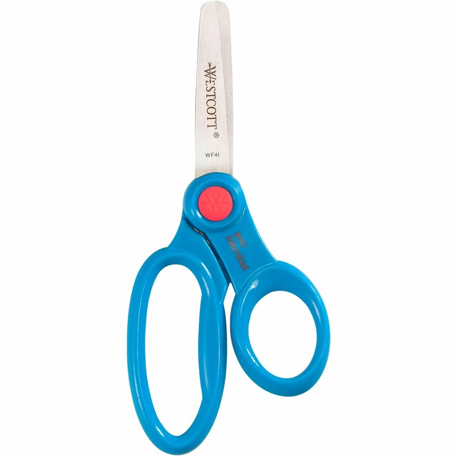 Westcott 5" Antimicrobial Kids Blunt Scissors - 5" Overall Length - Straight-left/right - Stainless Steel - Blunted Tip 