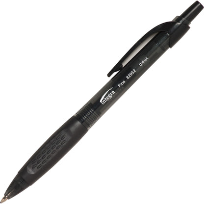 Integra 82952 Retractable Ballpoint Pens - Fine Pen Point - Retractable - Black Ink - Black, Transparent Barrel - 1 Doze