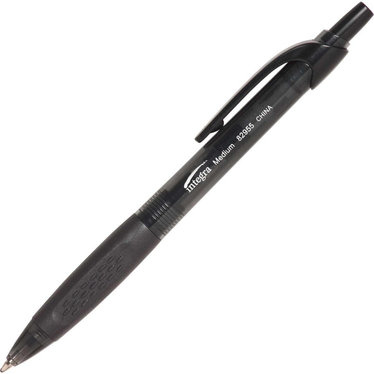 Integra Easy Click Retractable Ballpoint Pen - Medium Pen Point - Retractable - Black Ink - Black Barrel - 12 / Dozen