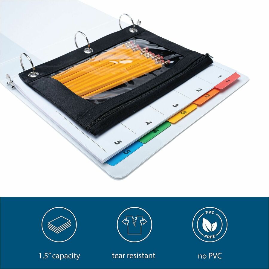 Business Source Round-ring View Binder - 1 1/2" Binder Capacity - Letter - 8 1/2" x 11" Sheet Size - 350 Sheet Capacity 