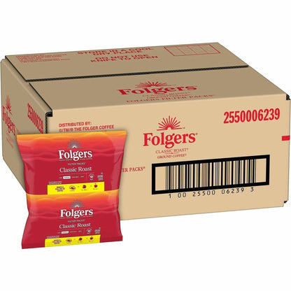 Folgers® Filter Pack Classic Roast Coffee - Regular - 0.9 oz Per Pouch - Filter Pack - 10/Pack - 4 / Carton