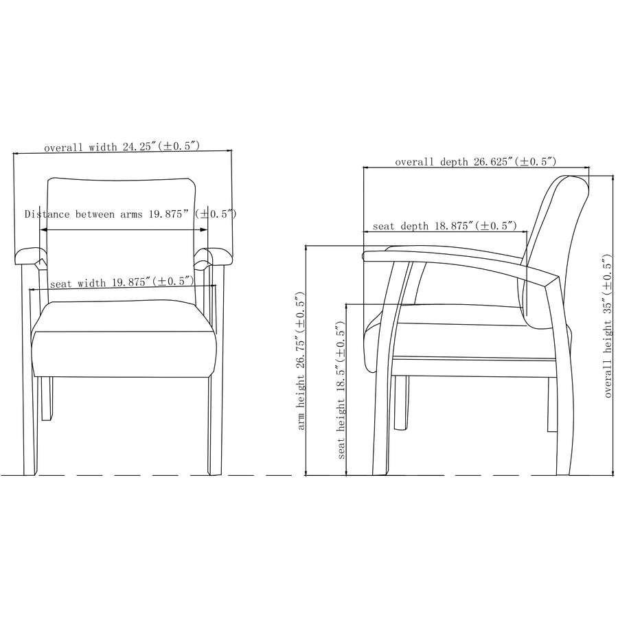 Lorell Thickly Padded Guest Chair - Cherry Frame Color - Four-legged Base - Midnight Blue - 1 Each