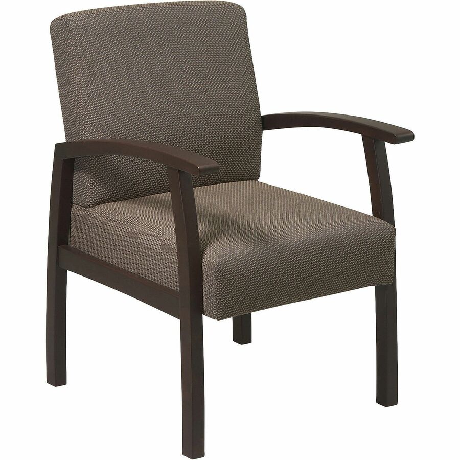 Lorell Thickly Padded Guest Chair - Espresso Frame Color - Four-legged Base - Taupe - 1 Each