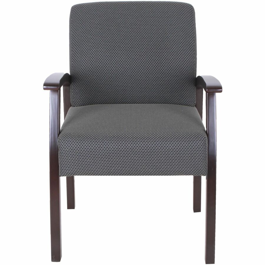 Lorell Thickly Padded Guest Chair - Espresso Frame Color - Four-legged Base - Charcoal - 1 Each