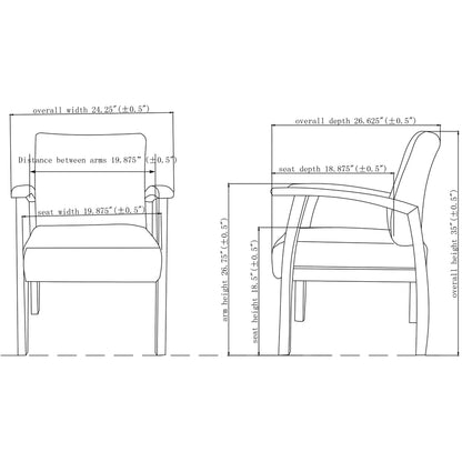 Lorell Thickly Padded Guest Chair - Espresso Frame Color - Four-legged Base - Charcoal - 1 Each