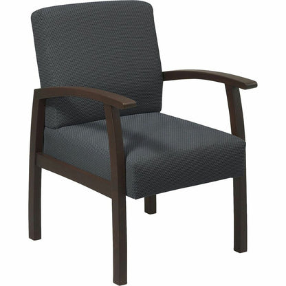 Lorell Thickly Padded Guest Chair - Espresso Frame Color - Four-legged Base - Charcoal - 1 Each