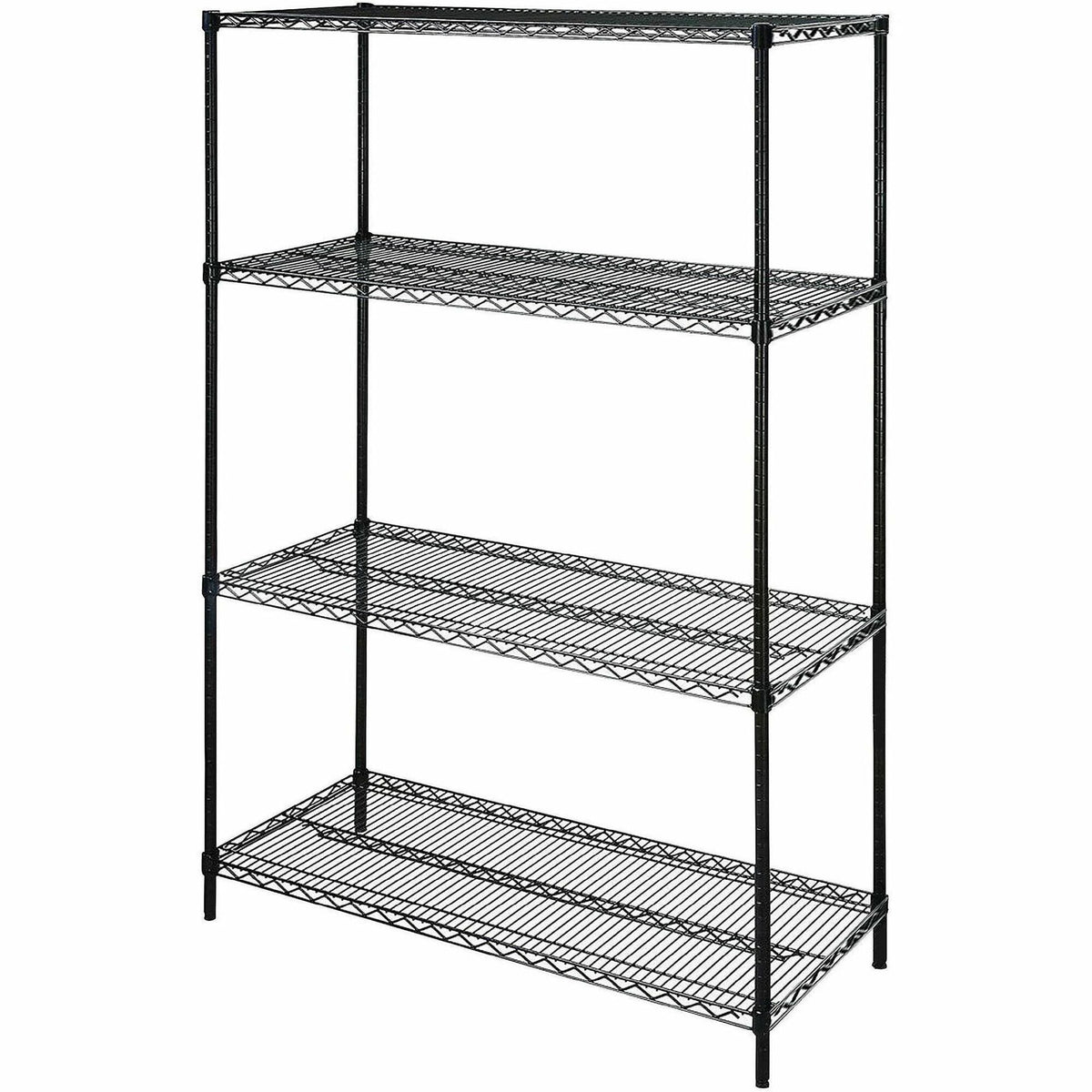 Lorell Industrial Wire Shelving - 36" Width x 24" Depth x 72" Height - 4 x Shelf(ves) - 4000 lb Load Capacity - Black - 