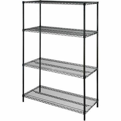 Lorell Industrial Wire Shelving - 36" Width x 24" Depth x 72" Height - 4 x Shelf(ves) - 4000 lb Load Capacity - Black - 