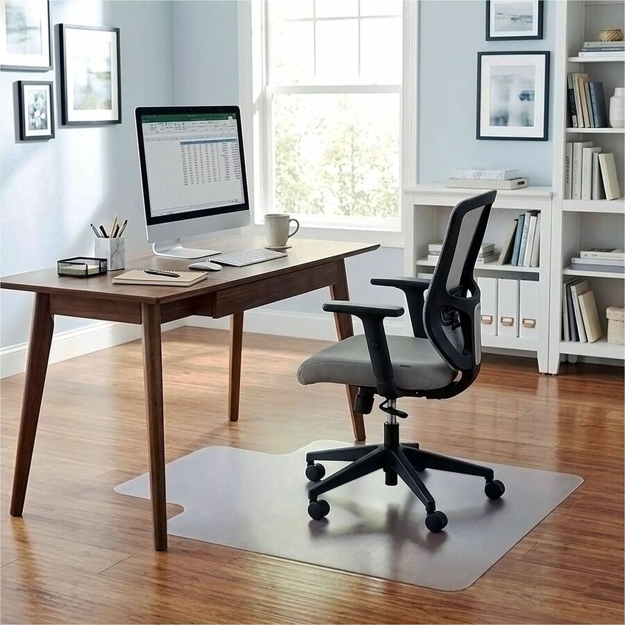 Lorell Lipped Chair Mat for Hard Floors - 45" x 53" - Hard Floor, Wood Floor, Vinyl Floor, Tile Floor - 1 Each