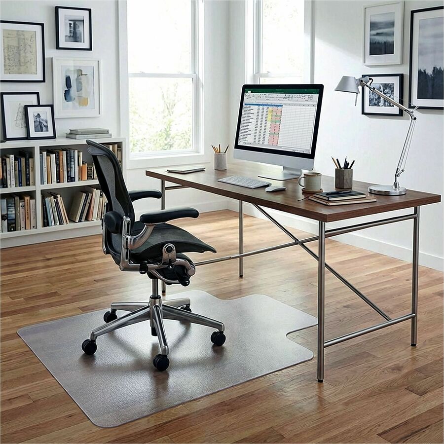 Lorell Lipped Chair Mat for Hard Floors - 45" x 53" - Hard Floor, Wood Floor, Vinyl Floor, Tile Floor - 1 Each