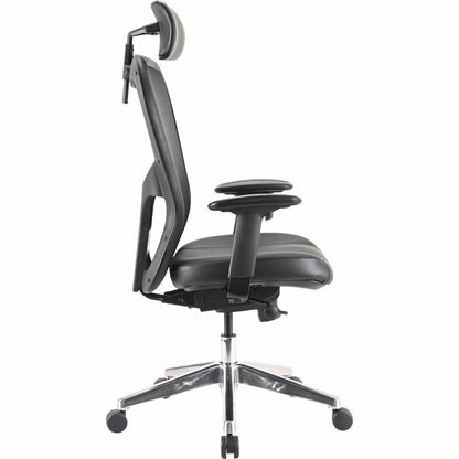 Lorell Elevate Mesh High-Back Executive Office Chair - Black Seat Color - Leather Seat Material - Aluminum Frame Materia