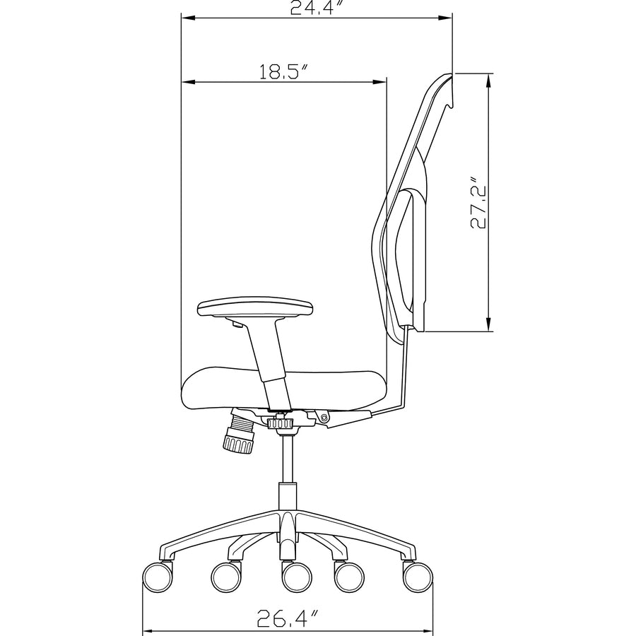 Lorell Elevate Mesh Mid-Back Office Chair - Black Seat Color - Leather Seat Material - Aluminum Frame Material - 5-star 