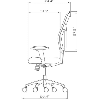 Lorell Elevate Mesh Mid-Back Office Chair - Black Seat Color - Leather Seat Material - Aluminum Frame Material - 5-star 
