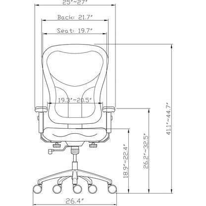 Lorell Elevate Mesh Mid-Back Office Chair - Black Seat Color - Leather Seat Material - Aluminum Frame Material - 5-star 