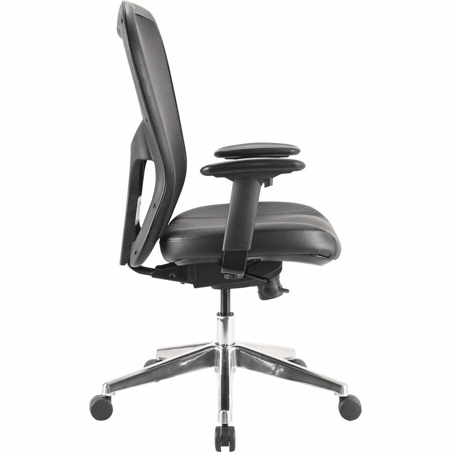 Lorell Elevate Mesh Mid-Back Office Chair - Black Seat Color - Leather Seat Material - Aluminum Frame Material - 5-star 