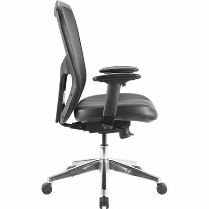 Lorell Elevate Mesh Mid-Back Office Chair - Black Seat Color - Leather Seat Material - Aluminum Frame Material - 5-star 