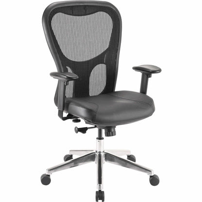 Lorell Elevate Mesh Mid-Back Office Chair - Black Seat Color - Leather Seat Material - Aluminum Frame Material - 5-star 