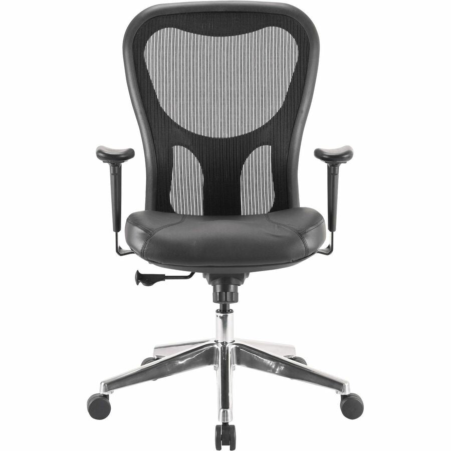 Lorell Elevate Mesh Mid-Back Office Chair - Black Seat Color - Leather Seat Material - Aluminum Frame Material - 5-star 