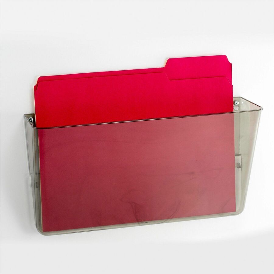 Officemate 21431 File Holder, Wall Mountable, Letter Size, Hortizontal, Smoke - Horizontal - 7" Height x 13" Width x 4.1