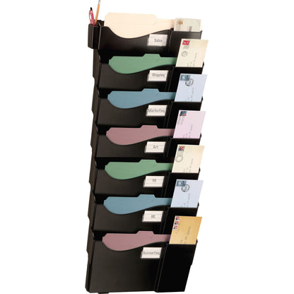 Officemate Grande Central Wall Filing System - 7 Pocket(s) - 38.25" Height x 16.62" Width x 4.75" Depth - Black - 1 Pack