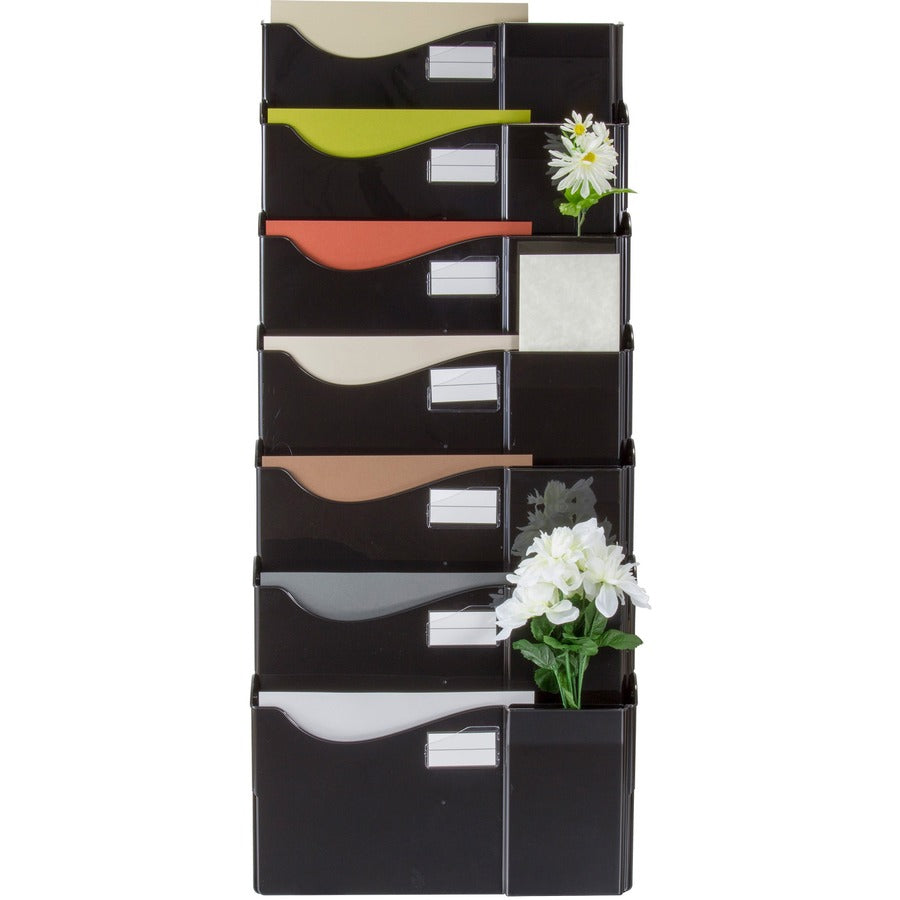 Officemate Grande Central Wall Filing System - 7 Pocket(s) - 38.25" Height x 16.62" Width x 4.75" Depth - Black - 1 Pack