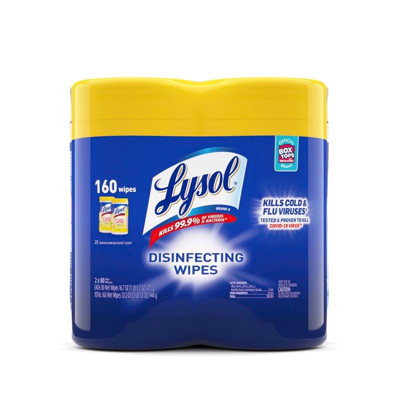 Lysol Lemon & Lime Blossom Scent Disinfecting Wipes 160 ct 2 pk