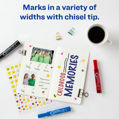 Avery® Marks A Lot Permanent Markers, Regular Desk-Style, Asstd, 4/PK - Black, Blue, Red Ink - Black, Blue, Red Barrel -