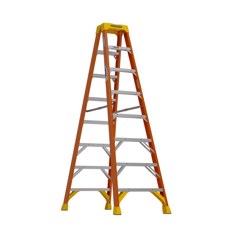 Werner 8 ft. H Fiberglass Twin Step Ladder Type IA 300 lb. cap.