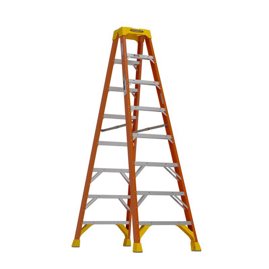 Werner 8 ft. H Fiberglass Twin Step Ladder Type IA 300 lb. cap.