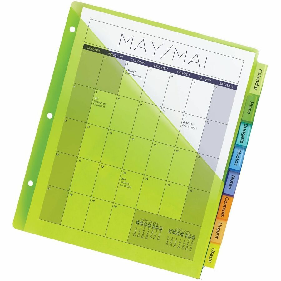 Avery Big Tab Insertable Plastic Dividers with Pockets - 8 x Divider(s) - 8 Tab(s) - 8 - 8 Tab(s)/Set - 1 Set