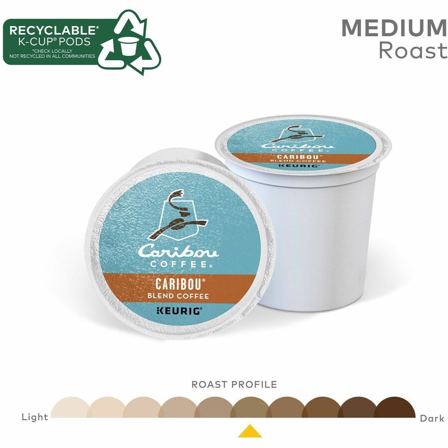 Caribou Coffee® K-Cup Caribou Blend Coffee - Compatible with Keurig Brewer - Regular - Medium - K-Cup - 24 / Box