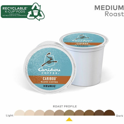 Caribou Coffee® K-Cup Caribou Blend Coffee - Compatible with Keurig Brewer - Regular - Medium - K-Cup - 24 / Box