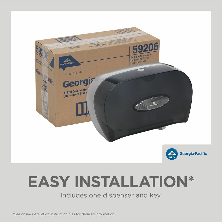 Georgia-Pacific 2-Roll Side-By-Side Standard Roll Toilet Paper Dispenser - Pull Out Dispenser - 2 x Roll - 1 Each