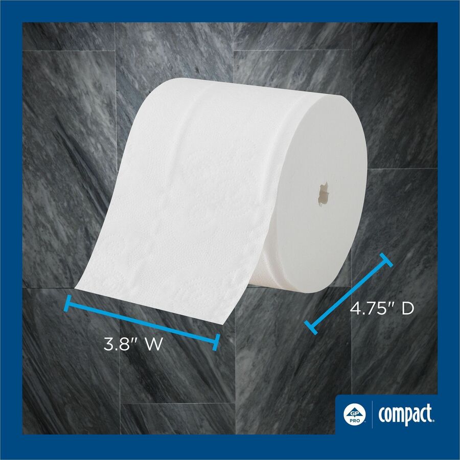 Angel Soft Professional Series Compact Premium Embossed Toilet Paper - 2 Ply - 3.85" Width x 4.05" Length - 750 Sheets/R