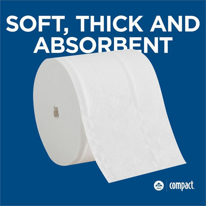 Angel Soft Professional Series Compact Premium Embossed Toilet Paper - 2 Ply - 3.85" Width x 4.05" Length - 750 Sheets/R