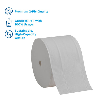 Angel Soft Professional Series Premium Embossed Coreless Toilet Paper - 2 Ply - 3.85" Width x 4.05" Length - 1125 Sheets
