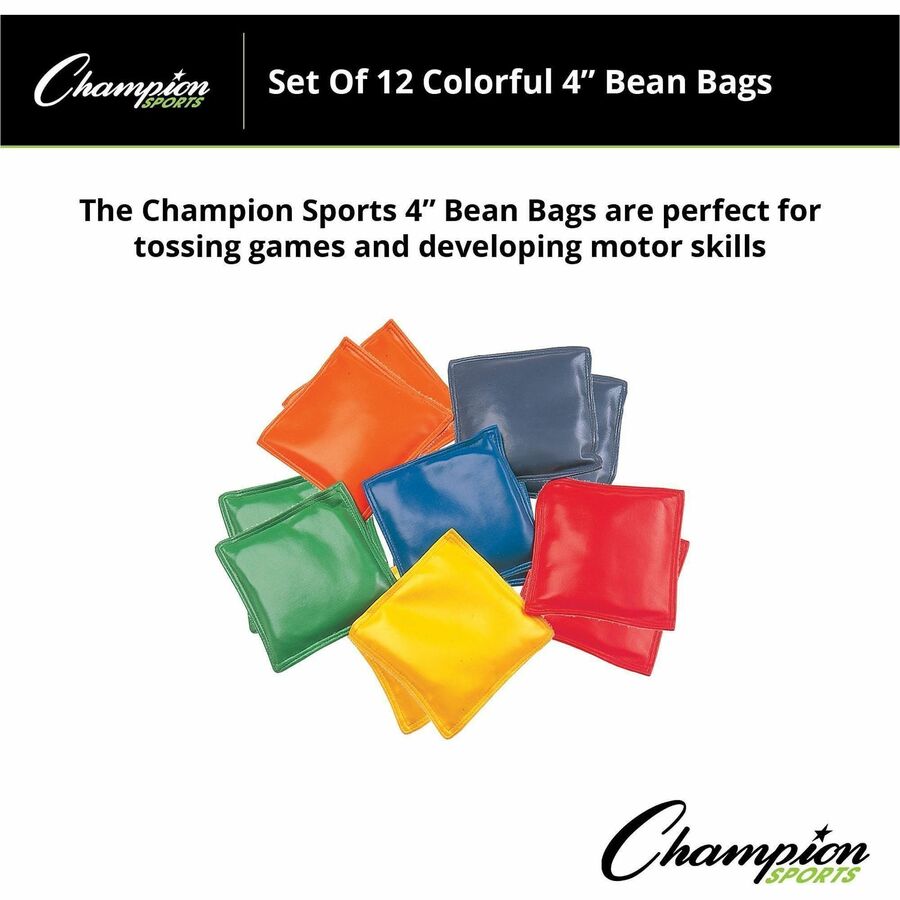 Champion Sports 4" Rainbow Bean Bags - 12 / Set - Assorted, Red, Yellow, Green, Orange