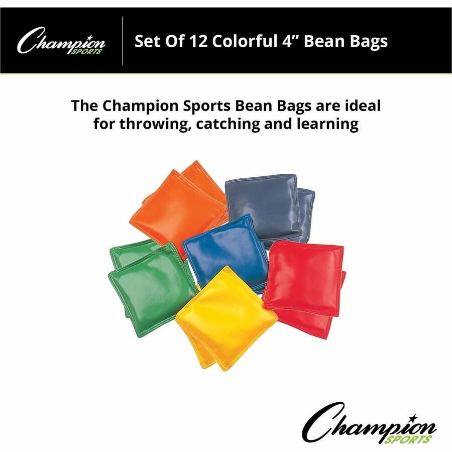 Champion Sports 4" Rainbow Bean Bags - 12 / Set - Assorted, Red, Yellow, Green, Orange