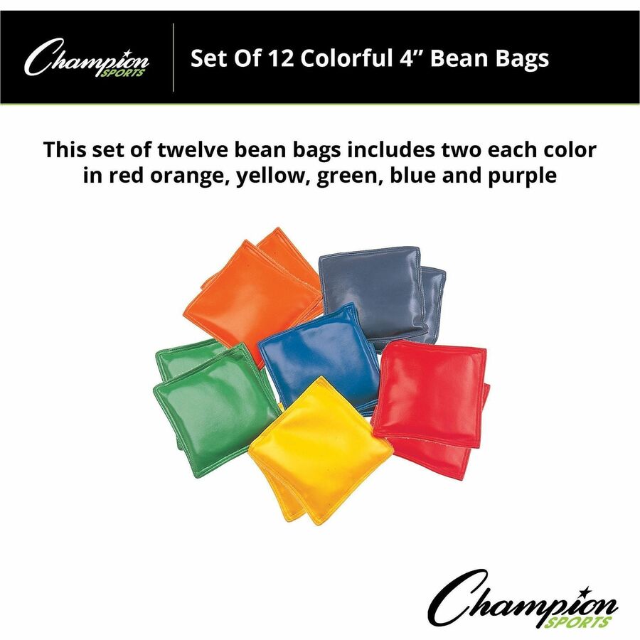 Champion Sports 4" Rainbow Bean Bags - 12 / Set - Assorted, Red, Yellow, Green, Orange