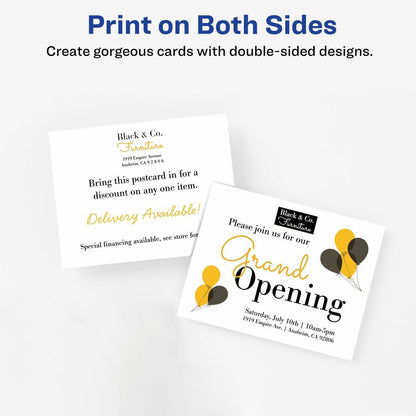 Avery® Postcards, 4.25" x 5.5" , Matte, Laser & Inkjet, 120ct (3380) - 90 Brightness - 4 1/4" x 5 1/2" - 65 lb Basis Wei