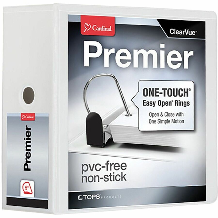 Cardinal® Premier ONE-TOUCH® Easy Open® Locking Slant-D® Rings Binder - 5" Binder Capacity - Letter - 8 1/2" x 11" Sheet