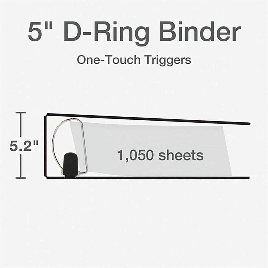 Cardinal® Premier ONE-TOUCH® Easy Open® Locking Slant-D® Rings Binder - 5" Binder Capacity - Letter - 8 1/2" x 11" Sheet